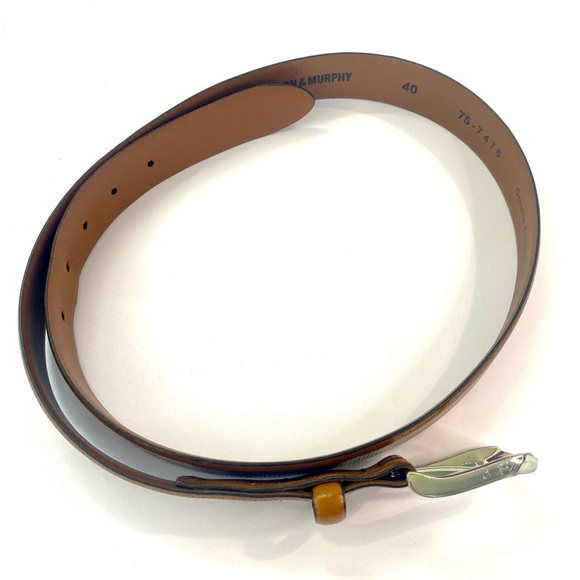 Johnston & Murphy Micro Perf Leather Belt Perforated Brown size 40 Made in Italy - Picture 10 of 17